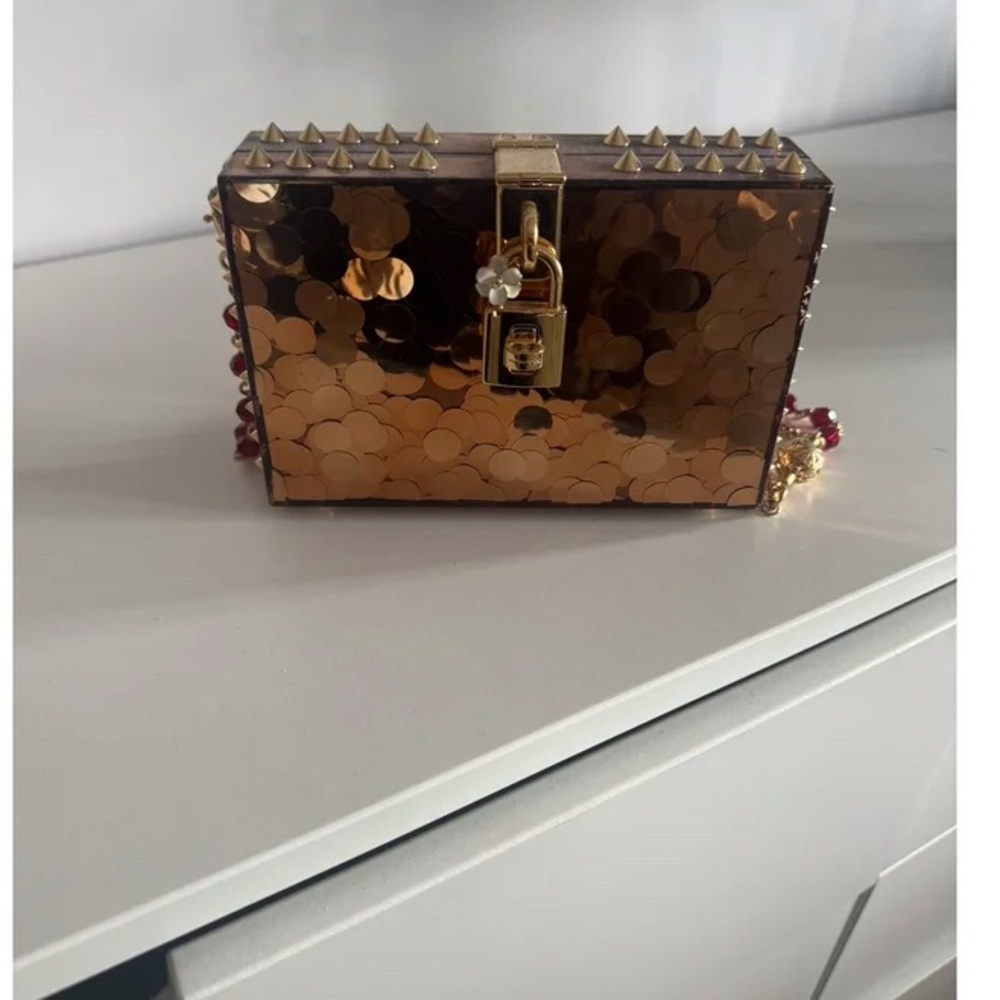Dolce & Gabbana Brown and Gold Studded Clutch